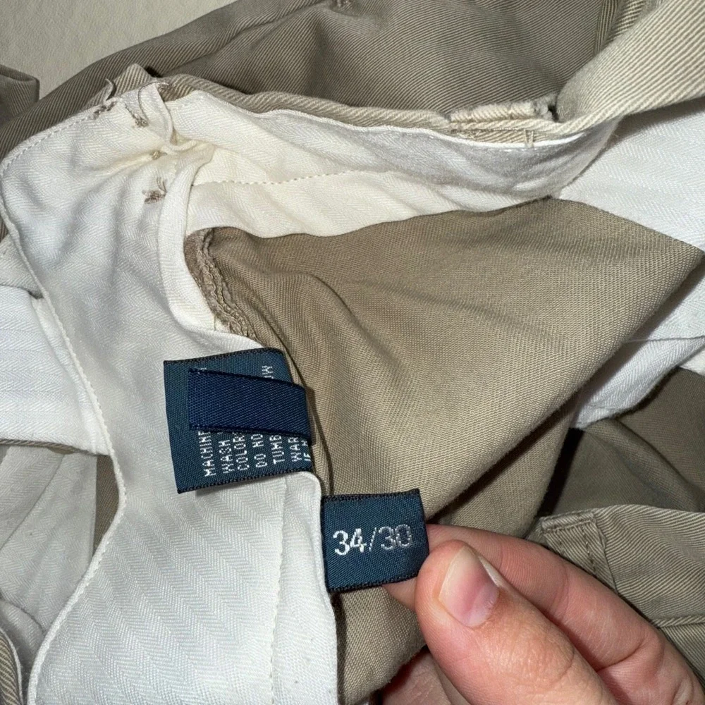 Polo Ralph Lauren Ethan Pant Mens 34x30 Khaki Tan Pleated Chino Trousers Cotton